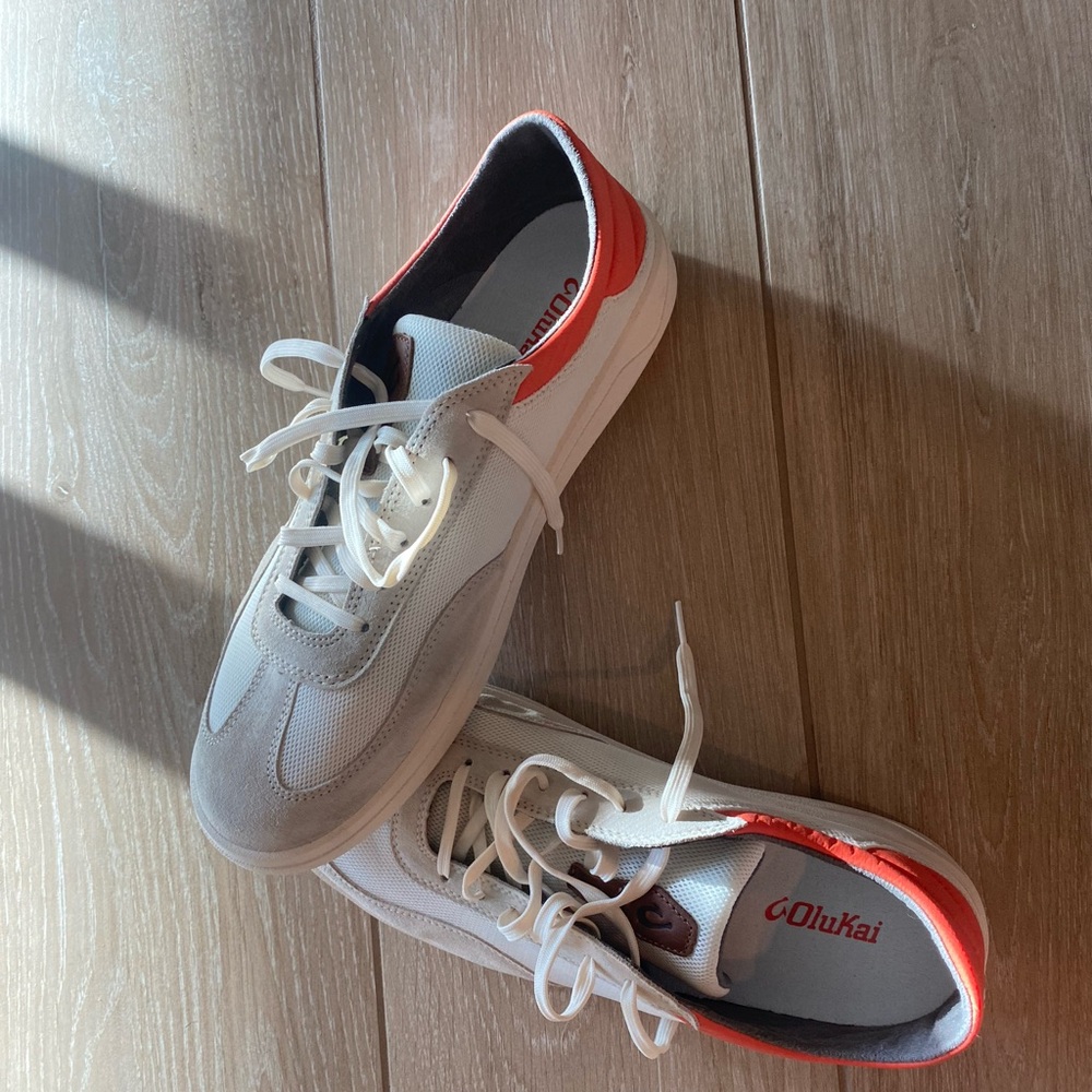 Olukai Punini Men’s Shoes Size 11.5 Off White Molten Orange